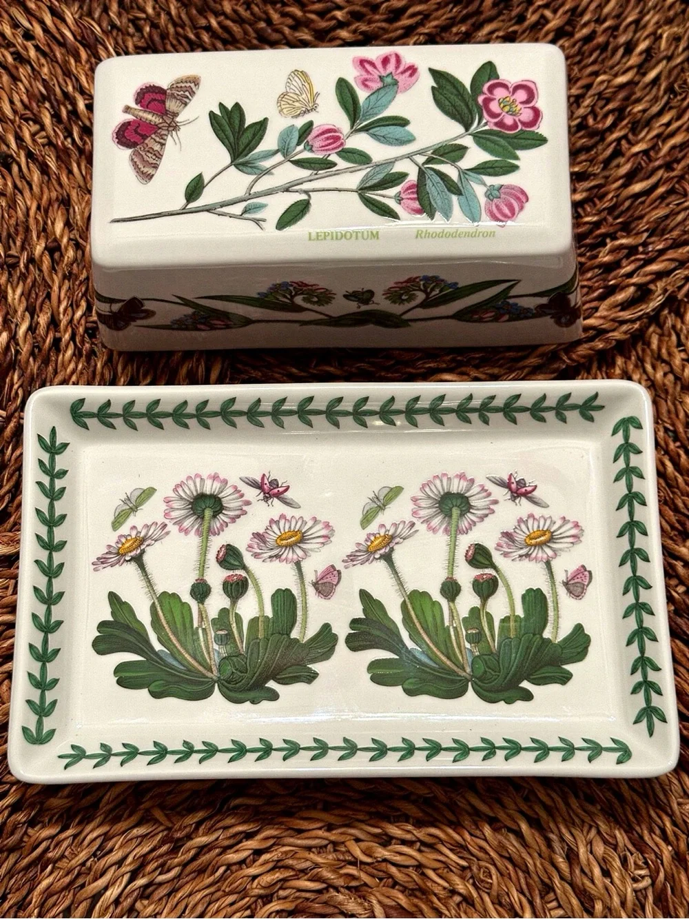 Vintage Portmeirion Botanic Garden (Lepidotum/Rhododendron) Covered Butter Dish